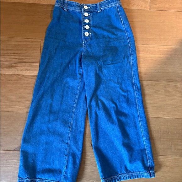 BDG Blue Button-Fly Wide Leg Jeans - Picture 2 of 4